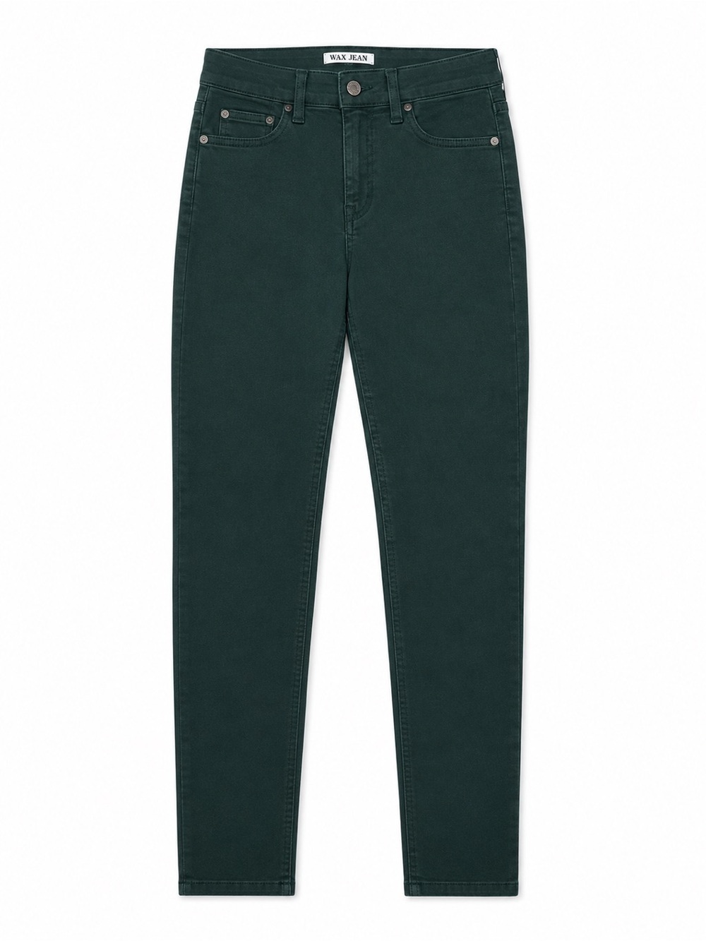 SKINNY HIGHWAISTED DARK GREEN WAX JEANS